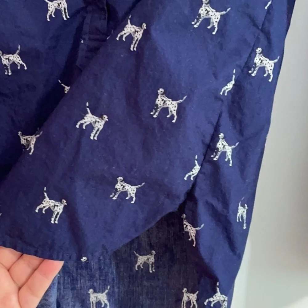 J crew Dalmatian Novelty Print 3/4 Button Down Shirt Academia Preppy Career Sz 4